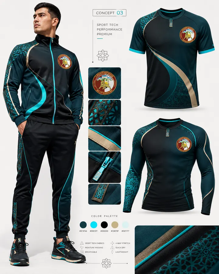 Teal tracksuit — AI-рендер